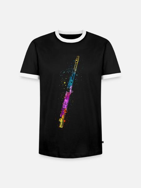 Flöte, Flöte spielen, - Männer Kontrast-T-Shirt - Schwarz/Weiß