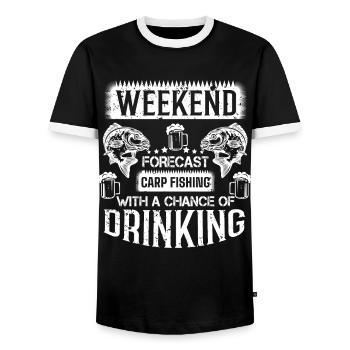 Carp fishing and drinking. - Men's Ringer Shirt - black/white - Front - AI Model Female 172 light (172cm) & AI Model Male 178 light (178cm)