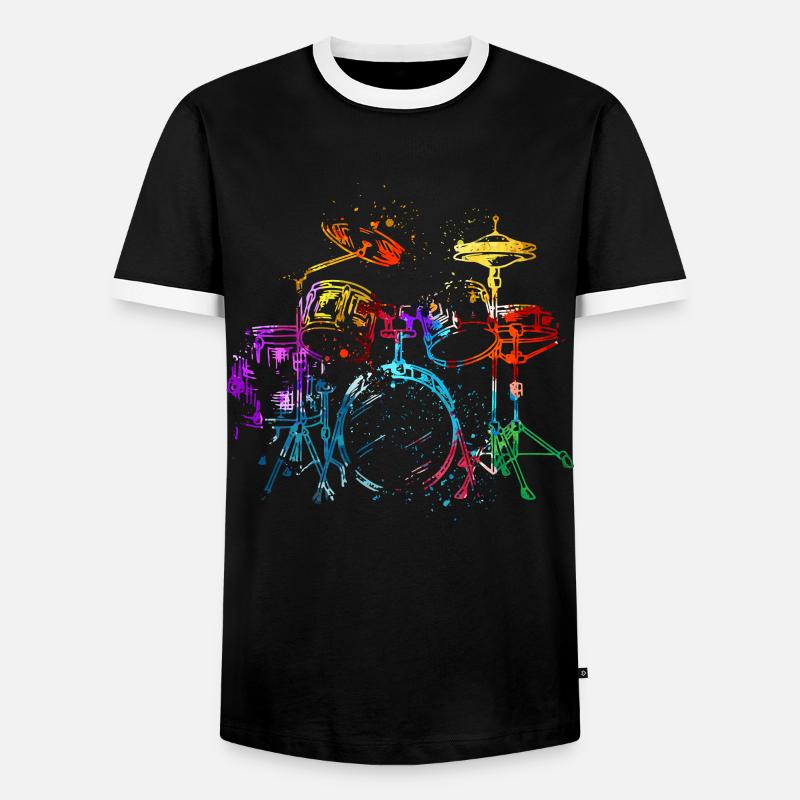 Drums, drummer - Men's Ringer Shirt - black/white
