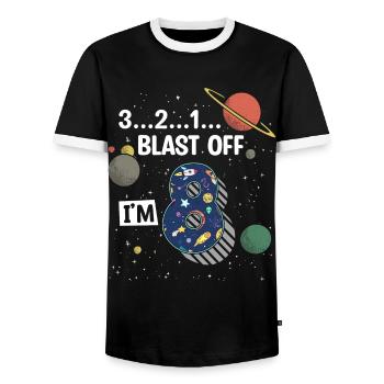 Blast Off Ich Bin 8 Jahre Alt, 8. Geburtstag - Männer Kontrast-T-Shirt - Schwarz/Weiß - Vorne - AI Model Female 172 light (172cm) & AI Model Male 178 light (178cm)