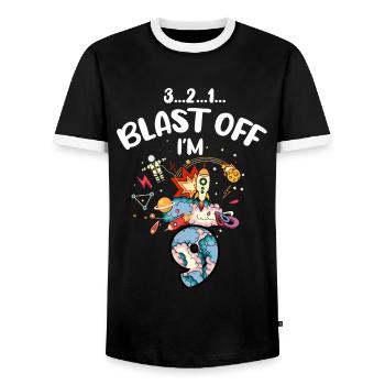 Blast Off J’ai 9 ans, 9ème anniversaire - T-shirt contrasté Homme - noir/blanc - Devant - AI Model Female 172 light (172cm) & AI Model Male 178 light (178cm)