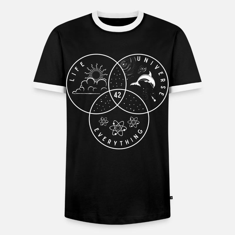 42 Life Universe Everything - Men's Ringer Shirt - black/white