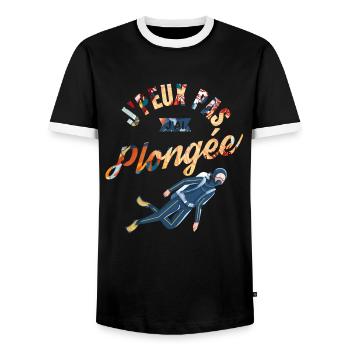J'Peux pas j'ai Plongée - T-shirt contrasté Homme - noir/blanc - Devant - AI Model Female 172 light (172cm) & AI Model Male 178 light (178cm)