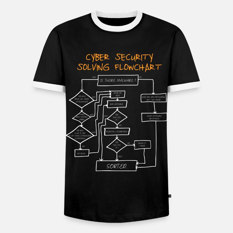 Cyber Security Flowchart - Men's Ringer Shirt - black/white