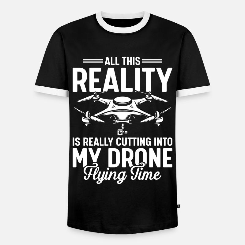 Drones, drones, drones volants - T-shirt contrasté Homme - noir/blanc