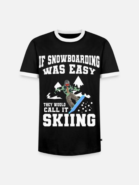 Snowboarder, Snowboarden - Männer Kontrast-T-Shirt - Schwarz/Weiß