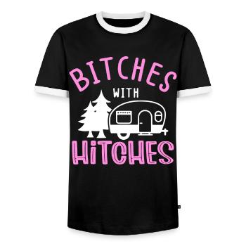 Camping camping-car - T-shirt contrasté Homme - noir/blanc - Devant - AI Model Female 172 light (172cm) & AI Model Male 178 light (178cm)