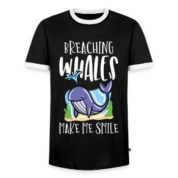 Observation des baleines, biologie marine, sciences de la mer - T-shirt contrasté Homme - noir/blanc - Devant - AI Model Female 172 light (172cm) & AI Model Male 178 light (178cm)