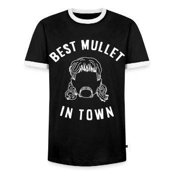 mullet owner, mullet - Men's Ringer Shirt - black/white - Front - AI Model Female 172 light (172cm) & AI Model Male 178 light (178cm)