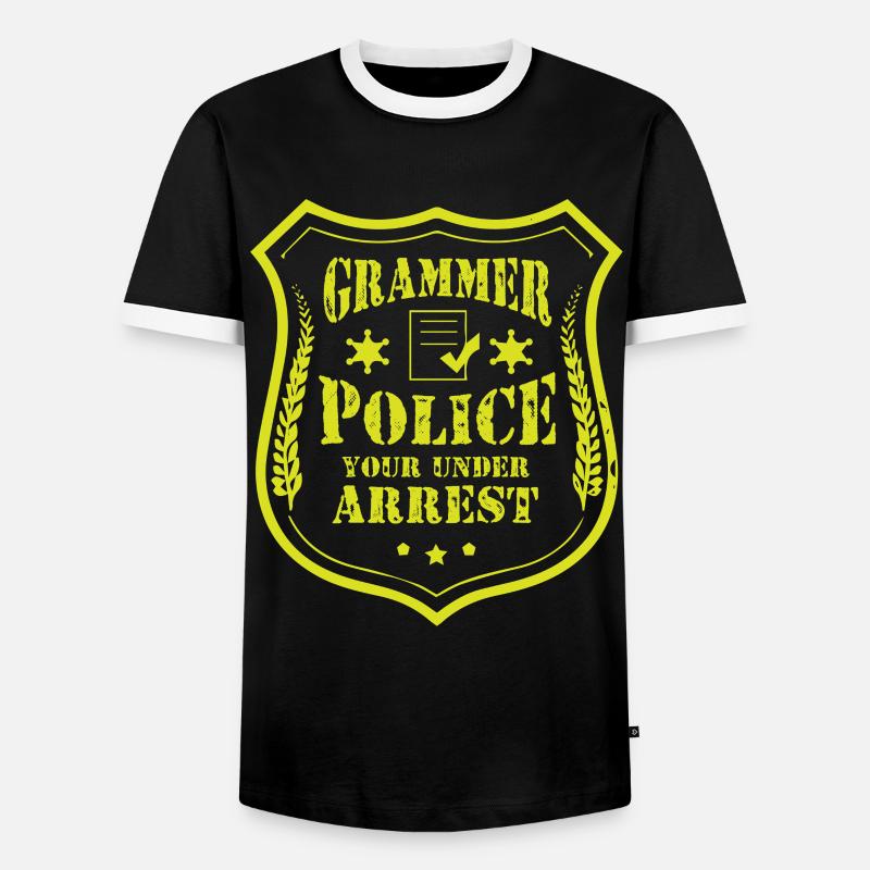 Grammatikpolizei - Englischlehrer - Männer Kontrast-T-Shirt - Schwarz/Weiß