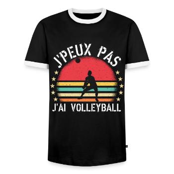 J Peux Pas J Ai Volleyball cadeau vintage - T-shirt contrasté Homme - noir/blanc - Devant - AI Model Female 172 light (172cm) & AI Model Male 178 light (178cm)