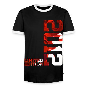 14. GEBURTSTAG 14 JAHRE LIMITED EDITION 2012 - Männer Kontrast-T-Shirt - Schwarz/Weiß - Vorne - AI Model Female 172 light (172cm) & AI Model Male 178 light (178cm)