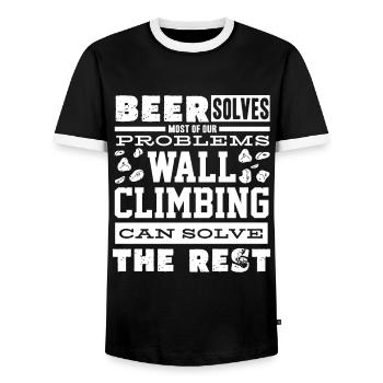 Wall climbers, wall climbers - Men's Ringer Shirt - black/white - Front - AI Model Female 172 light (172cm) & AI Model Male 178 light (178cm)