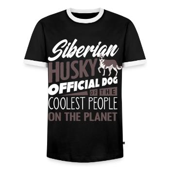 Sibirischer Husky - Männer Kontrast-T-Shirt - Schwarz/Weiß - Vorne - AI Model Female 172 light (172cm) & AI Model Male 178 light (178cm)