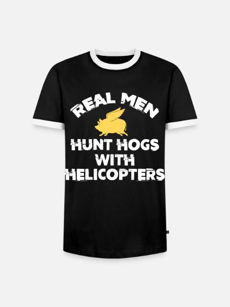 Schweinejagd, Wildschweinjäger - Männer Kontrast-T-Shirt - Schwarz/Weiß