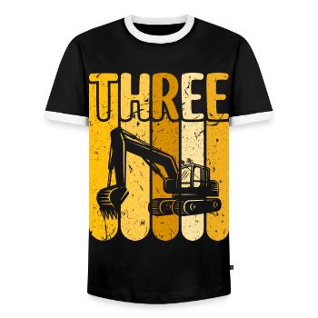 3. Geburtstag Baustelle Jungen Bagger - Männer Kontrast-T-Shirt - Schwarz/Weiß - Vorne - AI Model Female 172 light (172cm) & AI Model Male 178 light (178cm)
