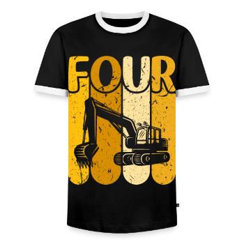 4. Geburtstag Bauwagen Jungen Bagger - Männer Kontrast-T-Shirt - Schwarz/Weiß - Vorne - AI Model Female 172 light (172cm) & AI Model Male 178 light (178cm)