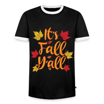 It's Fall Y'all - Autumn Lover - Men's Ringer Shirt - black/white - Front - AI Model Female 172 light (172cm) & AI Model Male 178 light (178cm)