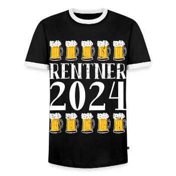 Rentner 2024 Ruhestand Bier Rente - Männer Kontrast-T-Shirt - Schwarz/Weiß - Vorne - AI Model Female 172 light (172cm) & AI Model Male 178 light (178cm)