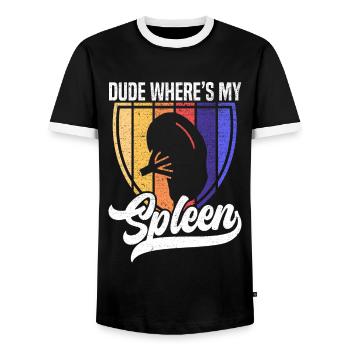 Spleen Removal Splenectomy Surgery Funny Saying - Men's Ringer Shirt - black/white - Front - AI Model Female 172 light (172cm) & AI Model Male 178 light (178cm)
