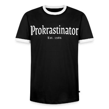 Prokrastinator 1986 Lustig 40 Geburtstag Geschenk - Männer Kontrast-T-Shirt - Schwarz/Weiß - Vorne - AI Model Female 172 light (172cm) & AI Model Male 178 light (178cm)