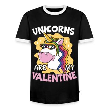 Valentine's Day Gift February 14 Cute Unicorn - Men's Ringer Shirt - black/white - Front - AI Model Female 172 light (172cm) & AI Model Male 178 light (178cm)