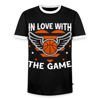 Valentinstag Basketball 14. Februar Basketball - Männer Kontrast-T-Shirt - Schwarz/Weiß - Vorne - AI Model Female 172 light (172cm) & AI Model Male 178 light (178cm)