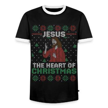 Religieux de Noël de Jésus-Christ - T-shirt contrasté Homme - noir/blanc - Devant - AI Model Female 172 light (172cm) & AI Model Male 178 light (178cm)