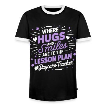 Kindergarten Teacher Childminder, Childhood Educator - Men's Ringer Shirt - black/white - Front - AI Model Female 172 light (172cm) & AI Model Male 178 light (178cm)