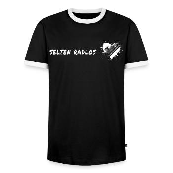 selten radlos fahrrad spruch geschenk reifenspur - Männer Kontrast-T-Shirt - Schwarz/Weiß - Vorne - AI Model Female 172 light (172cm) & AI Model Male 178 light (178cm)