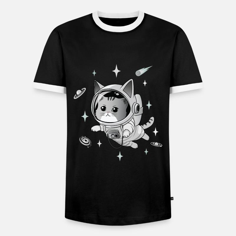Astronaut Cat - Men's Ringer Shirt - black/white