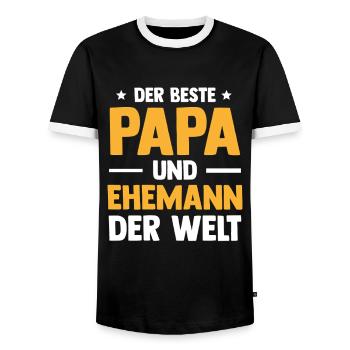 Bester Papa Und Ehemann Herrentag Vatertag - Männer Kontrast-T-Shirt - Schwarz/Weiß - Vorne - AI Model Female 172 light (172cm) & AI Model Male 178 light (178cm)