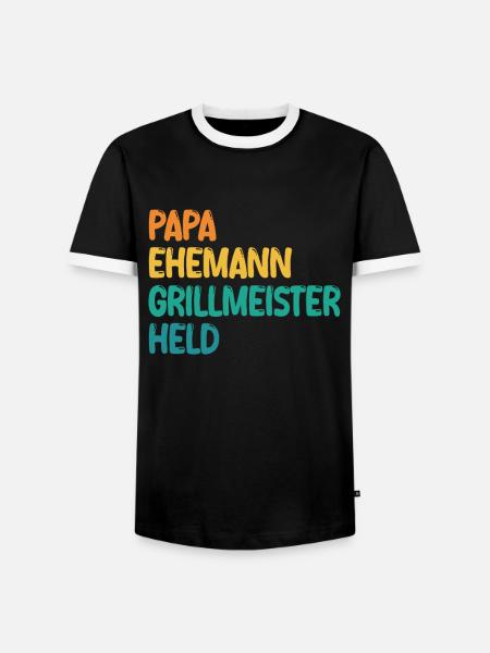 Dad Husband Grill Master Hero - Men's Ringer Shirt - black/white