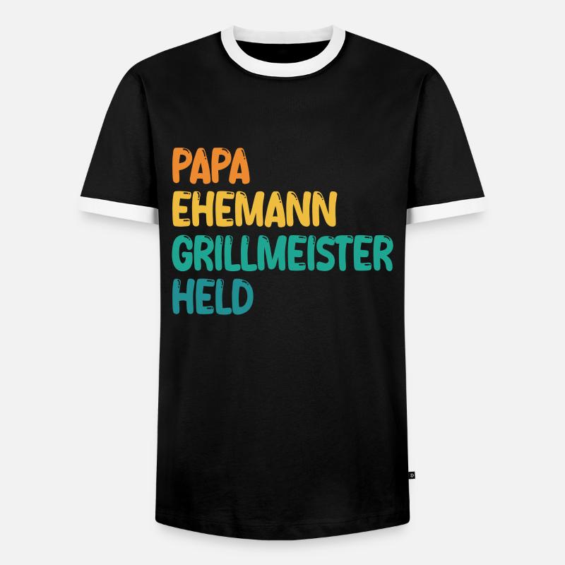 Papa Ehemann Grillmeister Held - Männer Kontrast-T-Shirt - Schwarz/Weiß