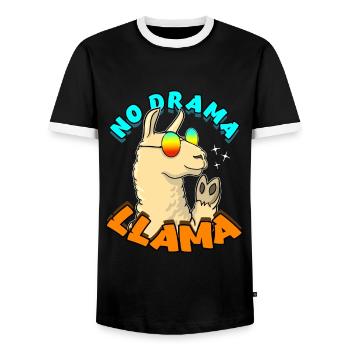No Drama LLama Lama Geschenkidee Spruch - Männer Kontrast-T-Shirt - Schwarz/Weiß - Vorne - AI Model Female 172 light (172cm) & AI Model Male 178 light (178cm)