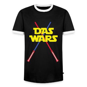 Les guerres au sabre laser - T-shirt contrasté Homme - noir/blanc - Devant - AI Model Female 172 light (172cm) & AI Model Male 178 light (178cm)