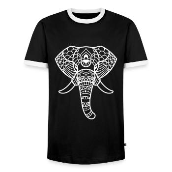 Elephant Art Art Earth India Environmental Protection - Men's Ringer Shirt - black/white - Front - AI Model Female 172 light (172cm) & AI Model Male 178 light (178cm)
