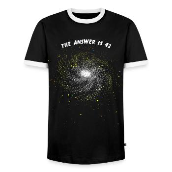 42 Is The Answer - the answer is 42 - Men's Ringer Shirt - black/white - Front - AI Model Female 172 light (172cm) & AI Model Male 178 light (178cm)