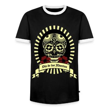 Santa Muerte - Dia de los Muertos - Männer Kontrast-T-Shirt - Schwarz/Weiß - Vorne - AI Model Female 172 light (172cm) & AI Model Male 178 light (178cm)