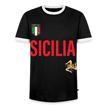 Maillot Sicile - T-shirt contrasté Homme - noir/blanc - Devant - AI Model Female 172 light (172cm) & AI Model Male 178 light (178cm)