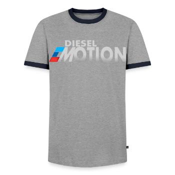 Diesel emotions - Men's Ringer Shirt - grey/navy  - Front - AI Model Female 172 light (172cm) & AI Model Male 178 light (178cm)