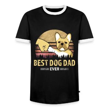 Best French Bulldog Dad Vintage Dog Dad - Men's Ringer Shirt - black/white - Front - AI Model Female 172 light (172cm) & AI Model Male 178 light (178cm)
