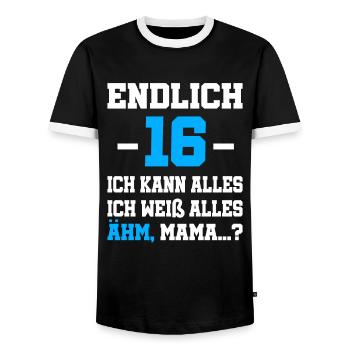 16 Geburtstag Junge Jungs Geschenk Jungen 16 Jahre - Männer Kontrast-T-Shirt - Schwarz/Weiß - Vorne - AI Model Female 172 light (172cm) & AI Model Male 178 light (178cm)
