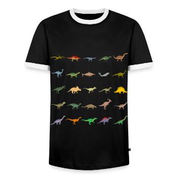 Dinosaur Species - Dino Identification - Men's Ringer Shirt - black/white - Front - AI Model Female 172 light (172cm) & AI Model Male 178 light (178cm)