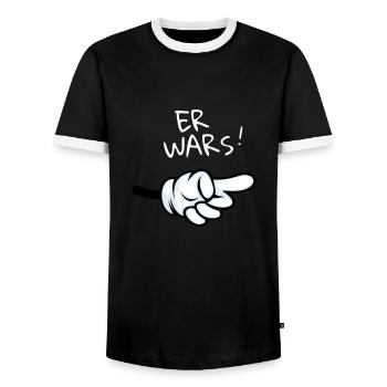 Er wars - Männer Kontrast-T-Shirt - Schwarz/Weiß - Vorne - AI Model Female 172 light (172cm) & AI Model Male 178 light (178cm)