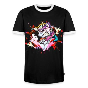 Unicorn Strong Muscles Fitness Bodybuilding Colorful - Men's Ringer Shirt - black/white - Front - AI Model Female 172 light (172cm) & AI Model Male 178 light (178cm)