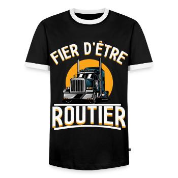 Fier d'être routier cadeau camion poids lourd - T-shirt contrasté Homme - noir/blanc - Devant - AI Model Female 172 light (172cm) & AI Model Male 178 light (178cm)