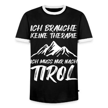 Ich Muss Nach Tirol Spruch Tiroler Südtirol Berge - Männer Kontrast-T-Shirt - Schwarz/Weiß - Vorne - AI Model Female 172 light (172cm) & AI Model Male 178 light (178cm)