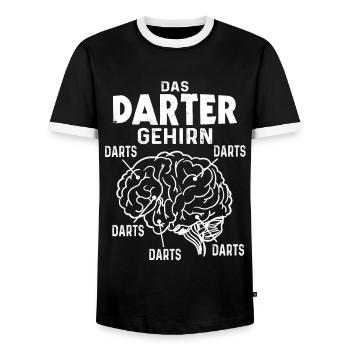 Darts Gehirn Dartspieler Darten Lustig Dart - Männer Kontrast-T-Shirt - Schwarz/Weiß - Vorne - AI Model Female 172 light (172cm) & AI Model Male 178 light (178cm)
