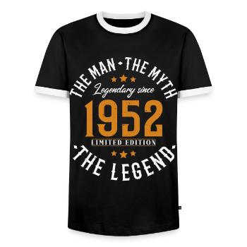 1952 Man Myth Legend Birthday Gift - Men's Ringer Shirt - black/white - Front - AI Model Female 172 light (172cm) & AI Model Male 178 light (178cm)